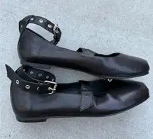 Ba&sh Canya Strappy Ballet Pumps in Black Silver Hardware Women’s Size EU 38