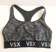 Victorias Secret Sport Sports Bra Heathered Grey Sz L EUC Black VSX Logo Band