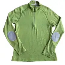 Ibex Women’s M 1/4 Zip Merino Wool Pullover Green Hiking Outdoorsy Base‎ Layer