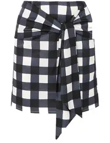 Mother‎ of Pearl London Silk Cotton Navy Jumbo Check Skirt