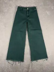 Miou Muse Pants Women's Medium Wide Leg Cropped Raw Hem Casual Trousers