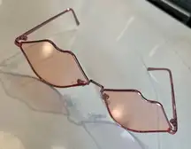 Pink Lip Shaped Frames Novelty Retro Rave Festival Fashion Sunglasses