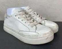 Soludos Ibiza Leather Platform‎ Sneaker Womens 7 Athletic Lace-Up White