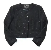 NWT J.Crew Louisa Lady Jacket in Black Sequin Tweed Cropped 6