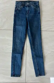 Topshop Moto Women's Stretch High Skinny Leg Wash Crop Ankle Jeans Size 25