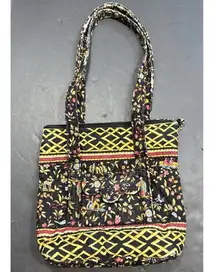 Vera Bradley Iconic Small Tote Bag MING Black Bamboo Floral Quilted Y2K Purse