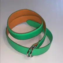Ralph Lauren Golf Green Leather Belt Silver Hardware M