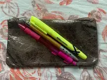 Metallic leather coin purse pencil case jewelry bag key holder lipgloss makeup