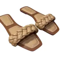 Cfxxy Square Toe Mule Sandal Braided Tan Size 39 (8)