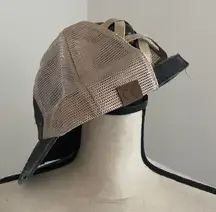 CC Canvas Cotton Distressed Brim Strap Hat Mesh‎ Ponytail Holder Baseball Cap OS