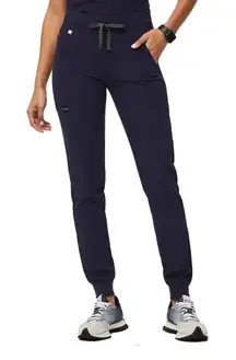 FIGS Pants Womens Medium Zamora Jogger Scrub Navy Blue High Waisted Drawstring