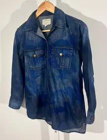 Current/Elliott Camo Denim Shirt XS/S – Grunge Western Workwear Americana
