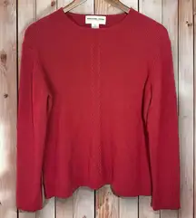 Preston & York Sweater XL 100%‎ Merino Wool Maroon Red Stretch Cozy Cable Knit