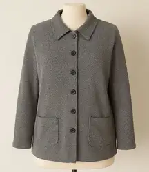 Cricket Lane Knit Button-Front Jacket Large Classic Collar/Pockets EUC