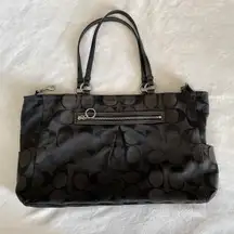 Coach C signature logo black tote bag purse