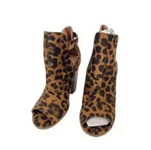 Bella Marie suede cheetah booties with open toe