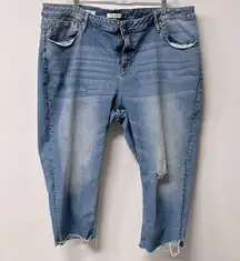 Vigoss Women Distressed Crop Jean Distressed Plus Size 24 Raw Hem Ankle