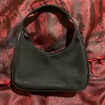 EUC mini black evening purse with silvery sheen