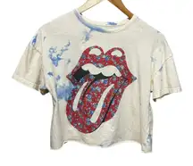 The Rolling Stones Women Crop T-Shirt XS Tie Dye Graphic Tee Rocker Indie Sleeze