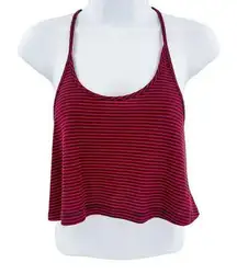 Urban Outfitters Cropped Tank Top Striped Racerback Red Blue Small