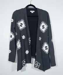 Lucky Bliss x Lucky Brand Gray Aztec Tie Waist Cardigan Size Small