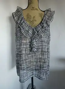 Jones New York Sheer Ruffle Blouse Top