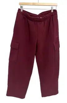 Aritzia Cozy Sweatfleece Mega Cargo Sweatpant Large  in burgundy