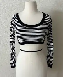 Guess by Marciano Stripe Long Sleeve Crop Top