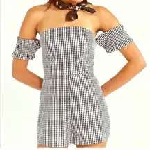 NWT Womens Urban Outfitters Kimchi Blue Gingham Off Shoulder Romper - Sz 2