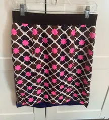 Milly Multicolor Floral Mini Skirt With Zippers Size 12 Mod