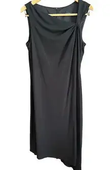 DAVID MEISTER | Black Asymmetrical Neckline and Hemline Little Black Dress | 14