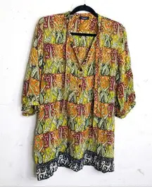 TOLANI floral print BoHo gypsy tunic blouse