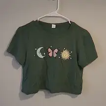 H&M Graphic Green Cropped T-Shirt