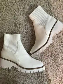 White Faux Leather Booties