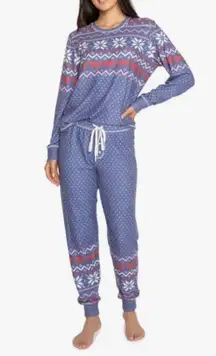 💕PJ SALVAGE💕 Cozy Vibes Fair Isle Peachy Pajamas ~ Dark Blue Large NWT