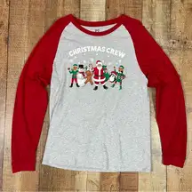 PJ Place Medium Christmas Crew Graphic Long Sleeve Shirt Lounge Snowman Elf