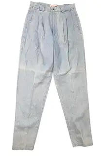 Vtg 80s 90s On the Verge High Rise Pleated Tapered Jeans Light Wash 10