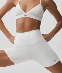 Alo 5" Airbrush High-Waist Biker Shorts White Small