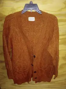 Women's Olive and Oak Rust Button Up Cardigan XL  Cable Knit Sweater