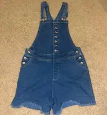 denim shorts Overalls, buttons down the front, adjustable straps, size 2