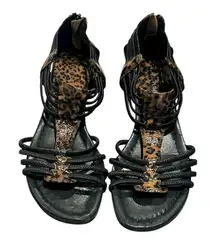 Donald J Pliner Womens Wedge Sandals DEXI-CH08 Patent Leopard Black Sz 8