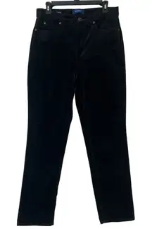 Talbots Womens Black Corduroy Pants 6 High Rise Straight Leg Curvy Fall Preppy