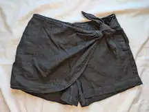 Anthropologie Linen Blend Wrap Shorts Womens 2 Black