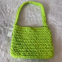 Aerie Women's Crochet Shoulder Bag Neon Green Button Closure One Size NWT