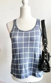 Eddie‎ Bauer Blue Plaid Tank Top Cottagecore Y2K Preppy Summer Hiking Small