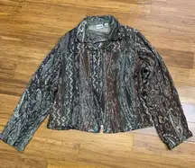 Chico's Tapestry Jacket Womens Size Large‎ Paisley Open Front Long Sleeve Wool