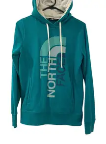 The North Face Hoodie Womens Small Green Fleece Spell Out Long Sleeve Outdoors