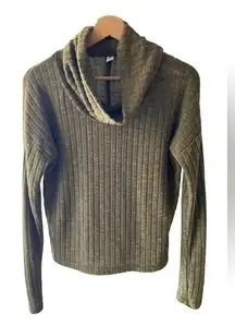 BP  Olive Green Ribbed Soft Dolman Long-sleeve Cowl Turtleneck Fall Cozy Top