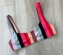 Solid & Striped Elle Bikini Top malibu stripe womens small colorful swim summer