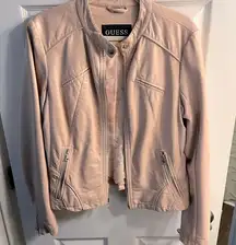 Guess Pink Leather Jacket Classic Style